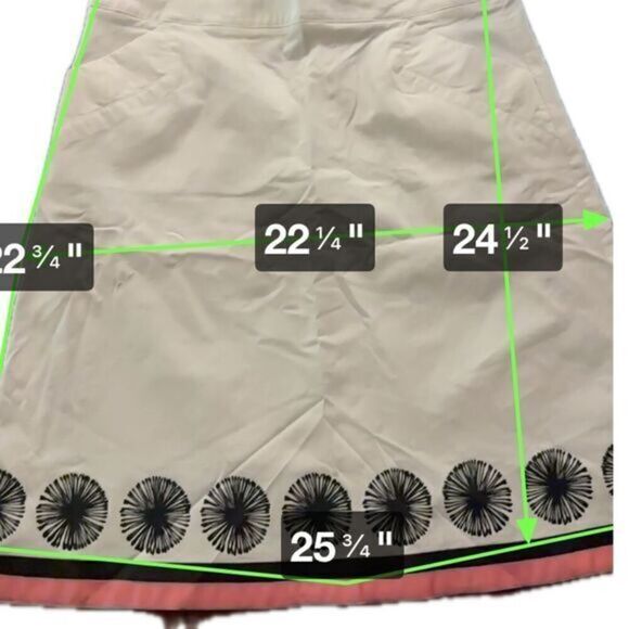 Vintage Talbots White Stretch Twill A-Line Skirt Pink Ribbon Trim Size 10 - Picture 5 of 5